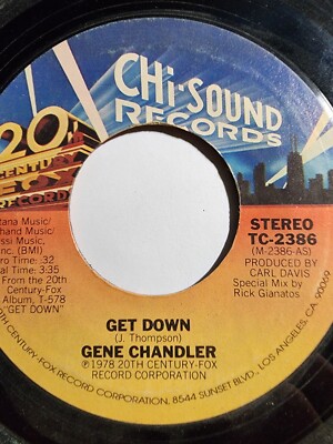 Gene Chandler....''Get Down & I'm The Travelling Kind'' 45 RPM 7'' VG F329