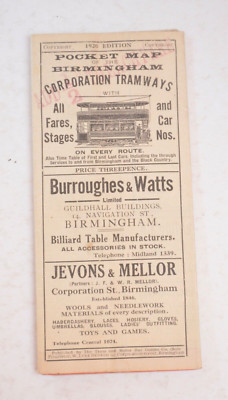 Straßenbahn Fahrplan Birmingham Corporation Tramways 1920