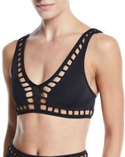 OYE SWIMWEAR Ela Cutout Black Bikini Swim Top L134106 Size Small