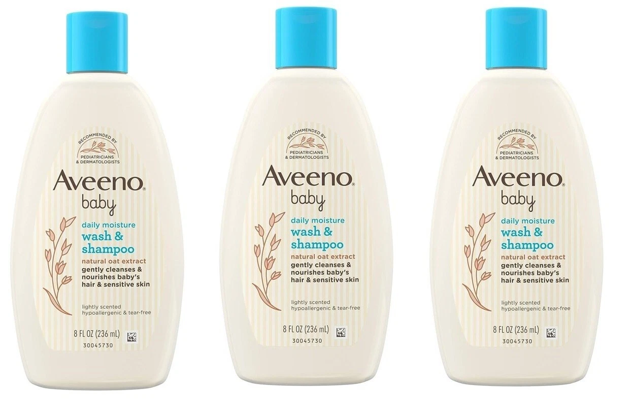 BL Aveeno Baby Wash And Shampoo Daily Moisture 8oz Oat Extract *Three Pack*