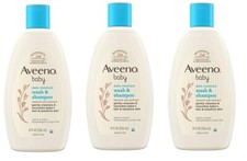 BL Aveeno Baby Wash And Shampoo Daily Moisture 8oz Oat Extract Three Pack 