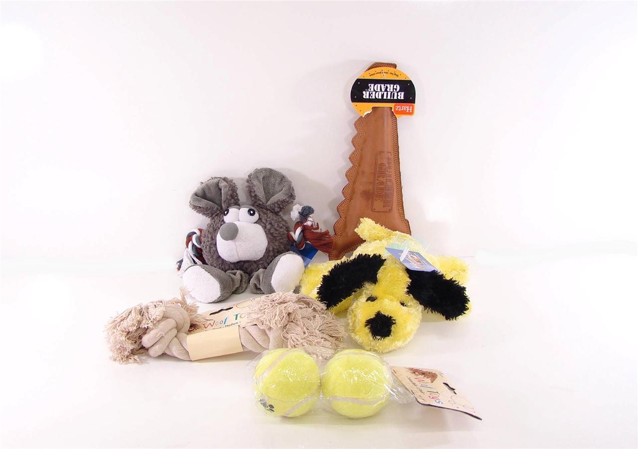 LOT 6 DOG CAT CHEW PLAY TOY PUPPY HARTZ SAW TOOL ROPE BALL M