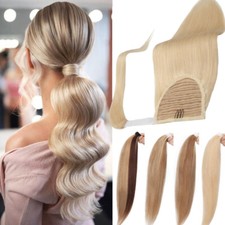 USA 100 Human Hair Real Thick Ponytail Clip In Wrap Around Pony Tail Extensions