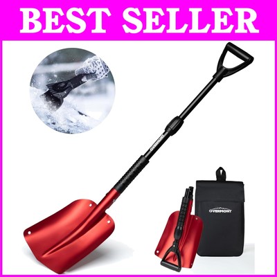 Multi-Functional Telescopic Snow Shovel with Ice Scraper & Carry Bag - 32-42''