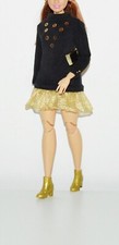 Doll Winter black Dress Party Wear fits For curvy mtm Doll fashion Clothes 1/6