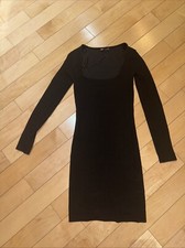 Zara Bodycon Dress Size Small Long Sleeve Mini Ribbed Black