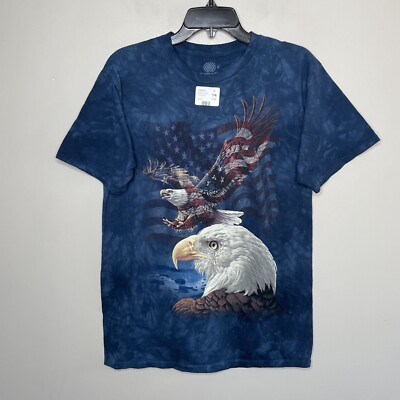 THE MOUNTAIN T-Shirt Men Medium Eagle American Flag Graphic Tee NEW Patriotic