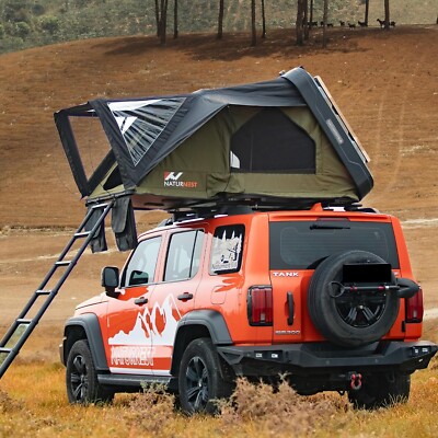 Naturnest Clamshell Roof Top Tent Hardshell Car Camping Tent w/ Luggage Bars