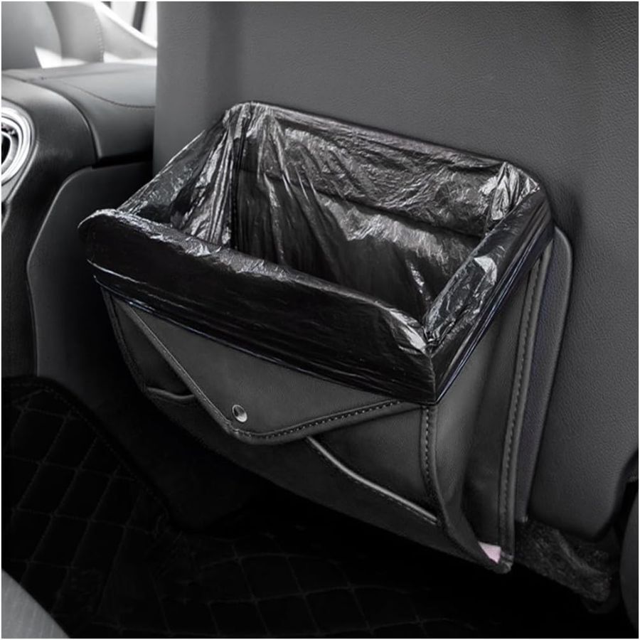 Leather Foldable Car Trash Can - Multi-Functional Seat Hanging Dustbin Container