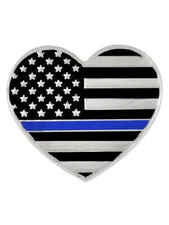 PinMart's Thin Blue Line Police Officer American Flag USA Heart Enamel Lapel Pin