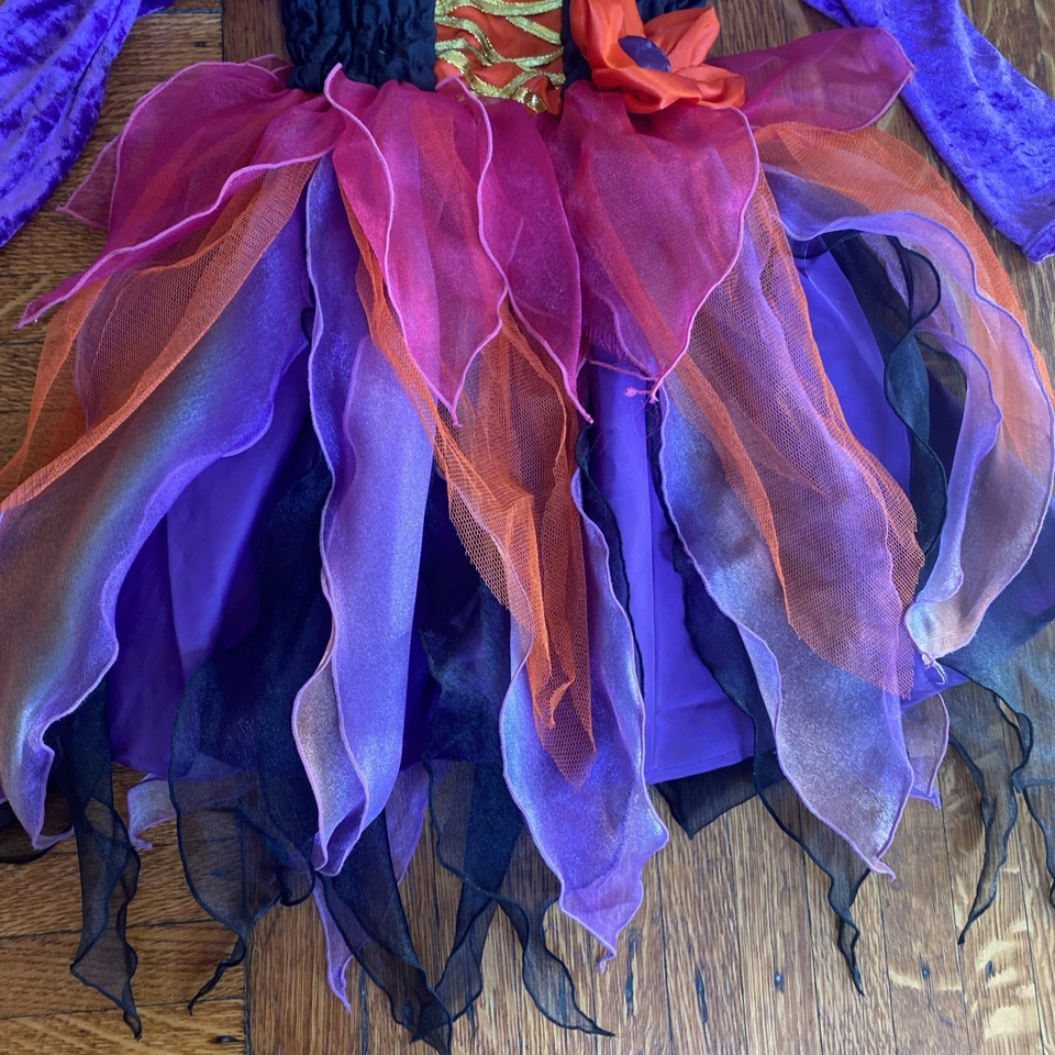 TCP The Children’s Place Witch Dress & Hat Orange Pink Purple Costume Sz 3 - 4 - Image 4 of 4