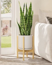 Bamworld Adjustable Plant Stand Indoor Bamboo Plant Stand Fits 8-12 Inch Natrual