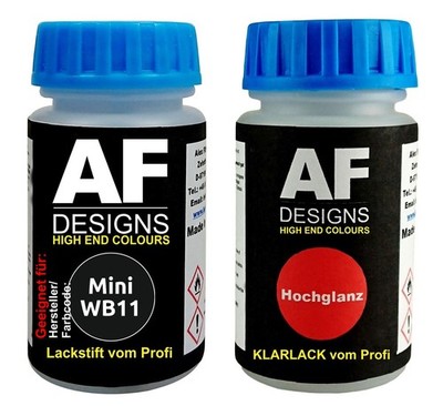 Lackstift für Mini WB11 Absolute Black Metallic + Klarlack je 50ml Autolack Basi