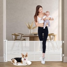Reinforced 24 Inch Tall Retractable Baby Gates for Dogs, Short Dog Gates to S...
