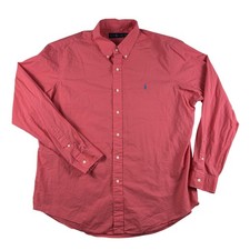 Ralph Lauren Shirt Mens XL Pink Solid Long Sleeve Button Down Pony Casual Cotton