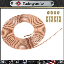 1/4 OD 25 Ft Coil Roll 16 Fittings Copper Nickel Brake Line Tubing Kit Fittings