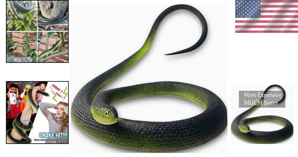 Serpiente de goma realista de 1 pulgada de grosor - Ideal para bromas, disfraces y defensa de jardín Foto 2 de 4