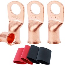 4pcs 1/0 AWG1/2 Battery Lugs,Heavy Duty Wire Lugs,Ring Terminals,Battery Cabl...