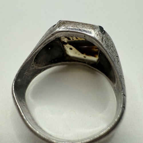 Vintage Handmade Estate Sterling Silver Dendritic Agate Ring 10.7g• Size 11 • - Picture 16 of 19
