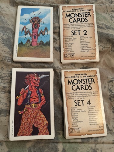 Advanced Dungeons & Dragons Monster Cards 1982 Sets 1-4, 1 Comp 2-4 Incomp, Used - Picture 1 of 11