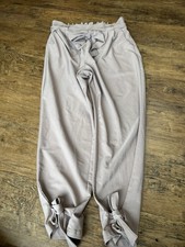High Rise Pull On Tie Women's Dress Pants Beige Knit Tapered Solid Large