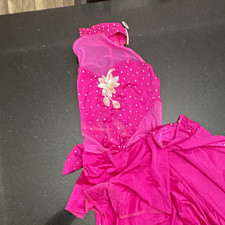 Kell Girls Pink Rhinestone Dancewear Leotard w/ Attached Skirt Nylon K4T3