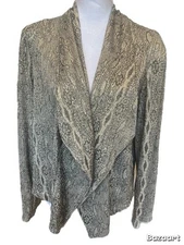 Chico’s luxurious Gold Open Front Blazer Women’s L/12 Long Sleeve Shimmer