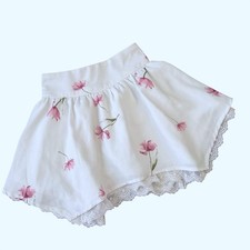 Abercrombie Kids Sz 5/6 White Floral Lace Trim Skort Pink Flower Coquette Fairy