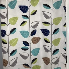 Shower Curtain Fabric Tropical Leaves White Blue Green Room Essentials Polyester