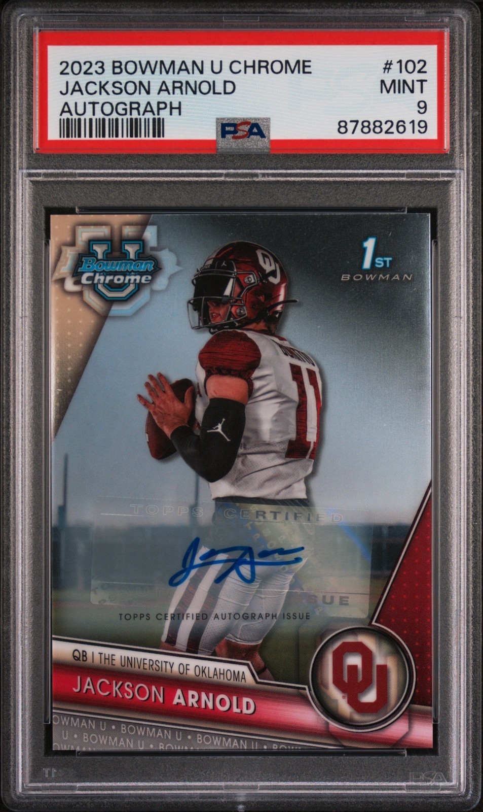 2023 BOWMAN U CHROME #102 JACKSON ARNOLD AUTOGRAPH PSA MINT 9