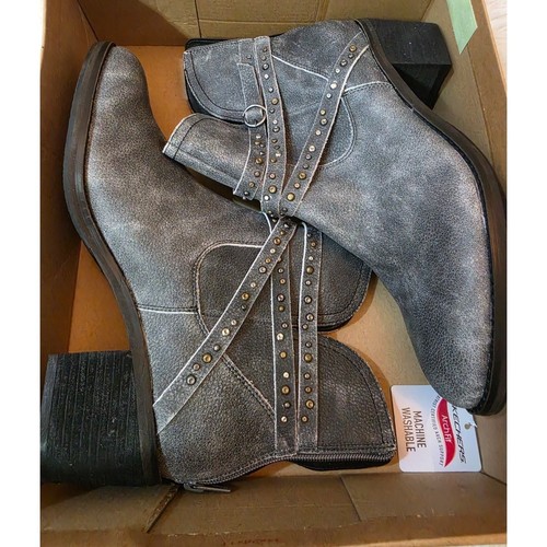 NIB Lucky Brand Callam Charcoal Gray Leather Studded Western Booties Women's 11M