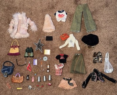 Vintage Bratz Doll Clothes Accessories Lot Y2K Purses Shoes Jewelry MGA Rare