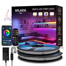 COB RGB Smart IC Strip Lights 40FT UL-Listed 24V Color Flowing Strip Light Mu...