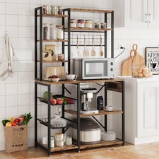 7-Tier Industrial Bakers Rack with Power Outlet with Wire Basket & 4 Hooks