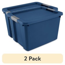 Large Storage Bin 20 Gallon Plastic Storage Container with Latching Lid Blue