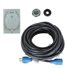 30A Generator Cord 75FT and Power Inlet Box Combo Kit For Outdoor Use Waterproof