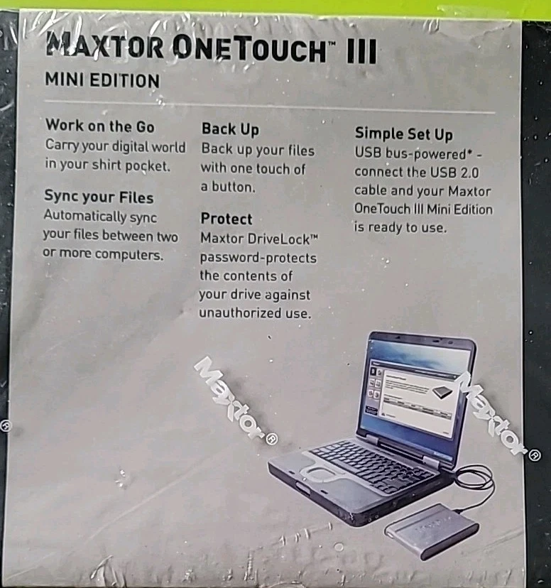 NEW & Sealed Maxtor OneTouch III Mini Edition 80GB External Hard Drive USB - Image 3 of 4