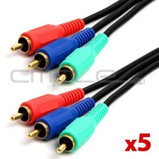 5 Pack Component Video Cable 6 Feet 3 RCA to 3 RCA Cord YPbPr RGB HDTV DVD VCR