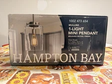 Hampton Bay Mullins 6.75 in 1-Light Brushed Nickel Mini Pendant with Glass Shade