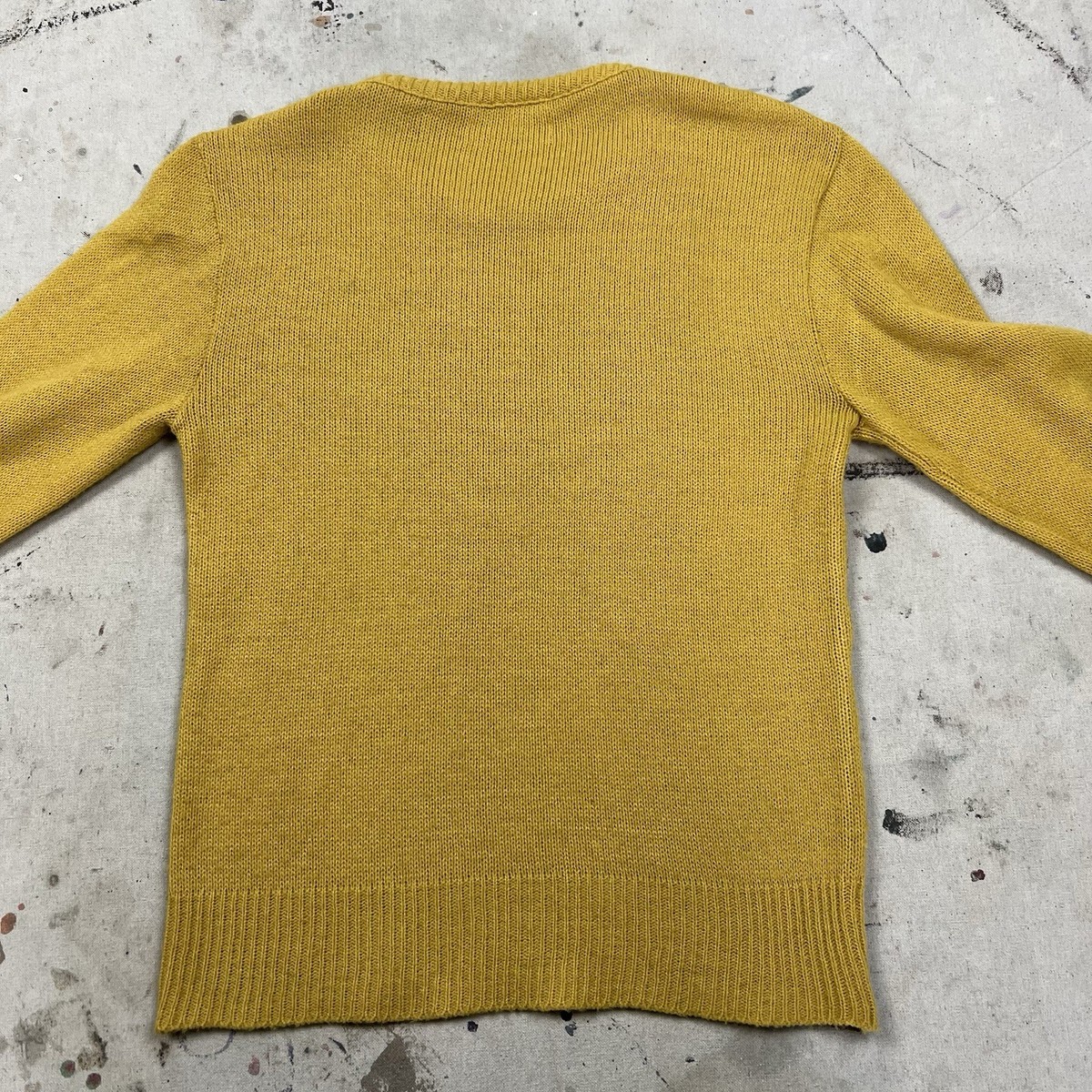 Vintage 60s 70s Sears Wool Knit Art Deco Printed Crewneck Sweater 