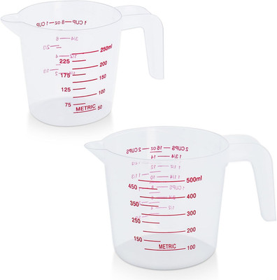 DTDNZKN 2 Pack Measuring Cup Set, Includes 250Ml (1-Cup), and 500Ml (2-Cup) Plas