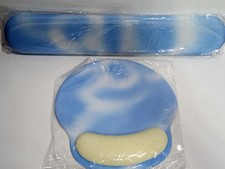 Ergonomic Mouse Pad Keyboard Wrist Rest Set Blue Cloud Design Non-Slip Support