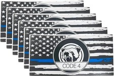 6pcs Thin Blue Line Flag Car Sticker Decals   Police Support American Flag Set
