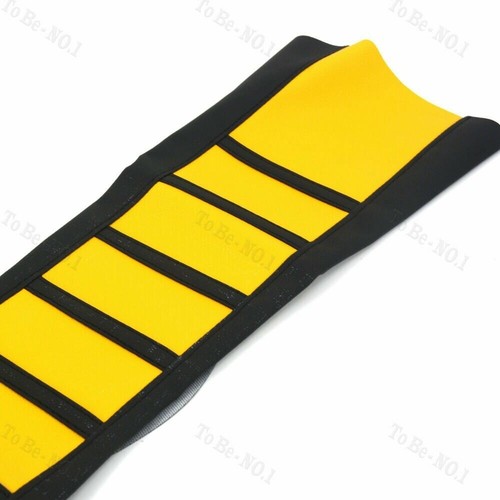 Universal Pro Ribbed Rubber Gripper Soft Seat Cover Yellow NEW Fit For Kawasaki - Picture 6 of 6
