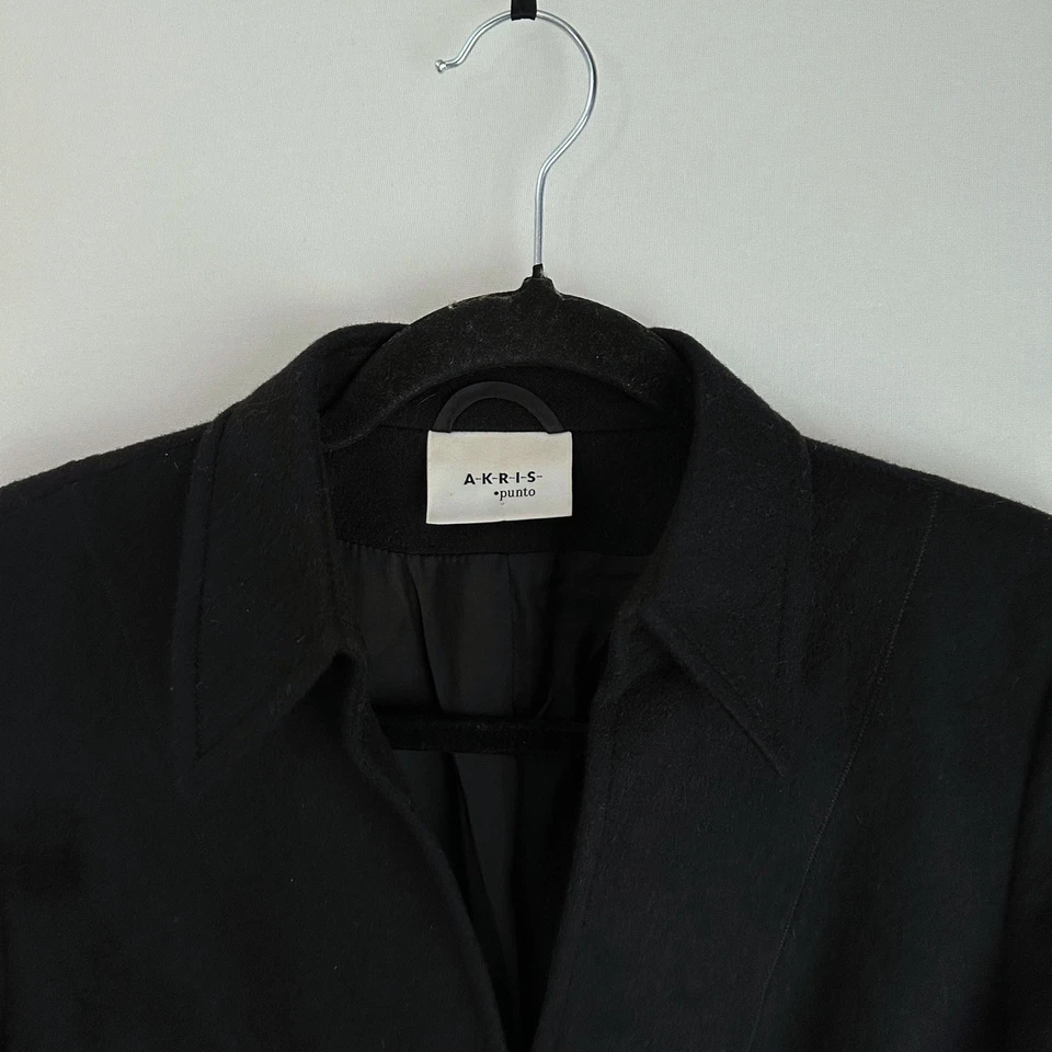 Chaqueta Blazer Akris Punto Negra Lana Cremallera Frontal Cuello Talla US 8 Oficina Foto 3 de 4