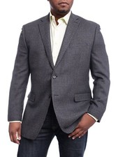 I Uomo Classic Fit Charcoal Gray  Blue Houndstooth Two Button Wool Blazer
