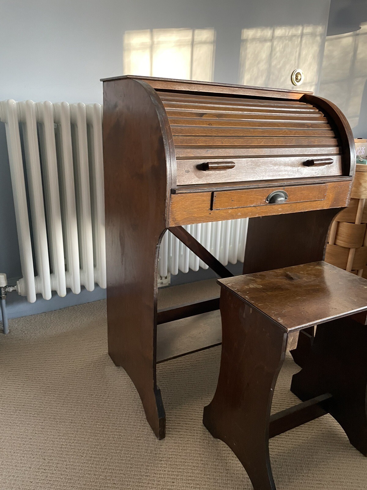 Antique Child’s Roll Top Desk With Stool eBay
