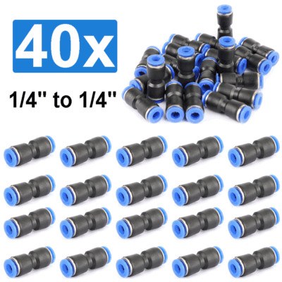 QUICK Pneumatic 40X 1/4''(6mm) OD Tube Straight Union Push To Connect Air Fitting