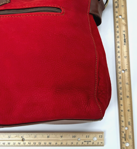 Borsa a tracolla VERA PELLE in pelle italiana rossa scamosciata slouch tracolla - Foto 11 di 24