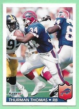 1992 Fleer Football Thurman Thomas #33 Buffalo Bills👍